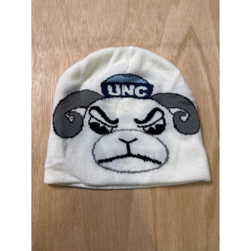 ZooZatz UNC Tar Heels Rameses Mascot Knit Beanie Hat White Carolina Blue NCAA